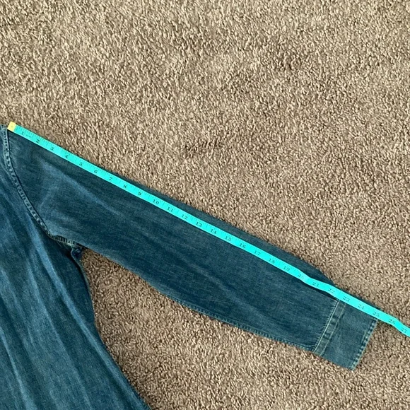 Ralph Lauren Denim Dress Long Sleeve Button Down Size L Dark Wash Blue - Picture 10 of 14